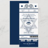 Invitation Billet Blue Silver Bar Mitzvah pour Twins Football (Devant / Derrière)