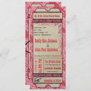 Invitation Billet Broadway Playbill Mariage Raspberry Pink
