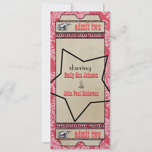 Invitation Billet Broadway Playbill Mariage Raspberry Pink (Dos)