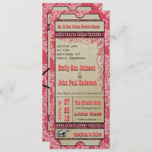 Invitation Billet Broadway Playbill Mariage Raspberry Pink