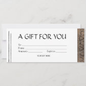 Invitation Billet cadeau à l'aspect bois rustique bohème (Dos)