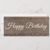 Invitation Billet cadeau à l'aspect bois rustique bohème (Devant)