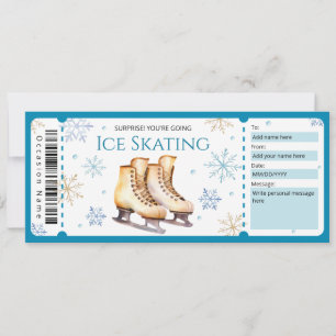Invitation Billet cadeau de certificat de patinage sur glace