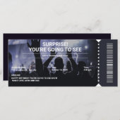 Invitation Billet cadeau de concert Black and White Surprise (Devant / Derrière)