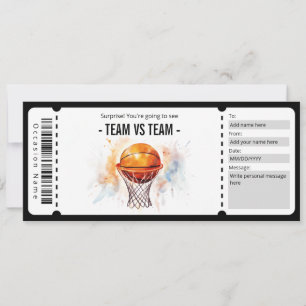 Invitation Billet cadeau de jeu de basket-ball surprise