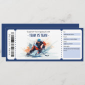 Invitation Billet cadeau de jeu de hockey surprise (Devant / Derrière)