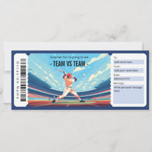 Invitation Billet cadeau de match de baseball surprise
