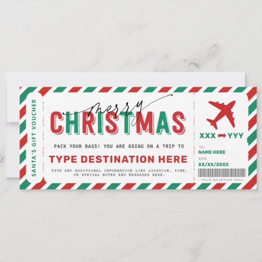 Invitation Billet cadeau de Noël Boarding Pass (Devant)
