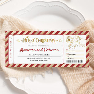 Invitation Billet cadeau de Noël pour manucure pédicure