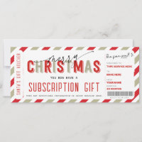 Billet cadeau de service d'abonnement Noël
