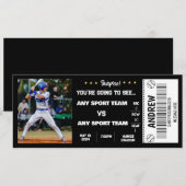 Invitation Billet Cadeau de Stade de Match de Baseball Surpri (Devant / Derrière)