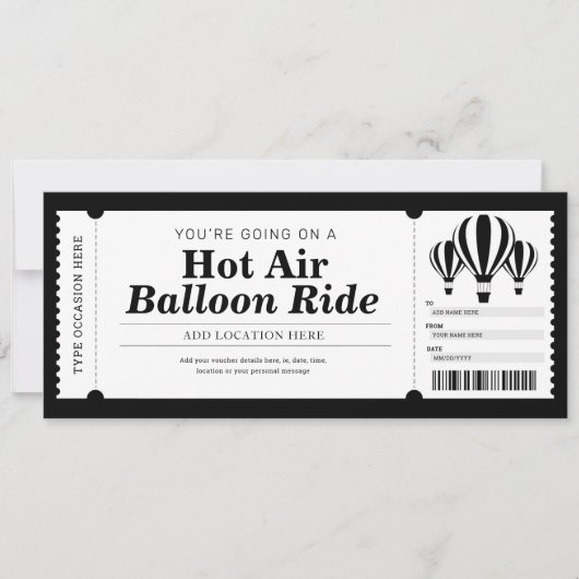 Invitation Billet cadeau expérience en montgolfière (Devant)