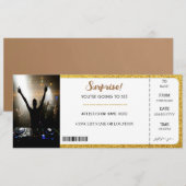 Invitation Billet Cadeau Paillettes Or Brillance Concert Surp (Devant / Derrière)