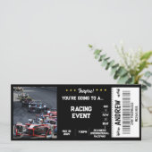 INVITATION BILLET CADEAU SURPRISE VOITURE DE COURSE (Debout devant)
