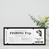 Invitation Billet cadeau surprise voyage pêche (Debout devant)
