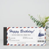 Invitation Billet cadeau voyage train surprise (Debout devant)