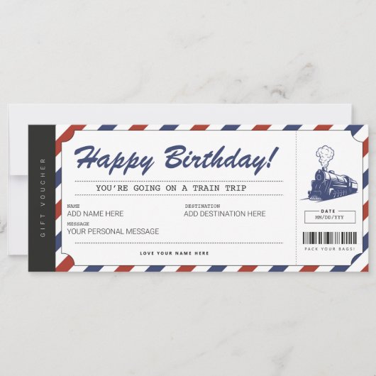 Invitation Billet cadeau voyage train surprise (Devant)