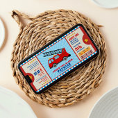 Invitation Billet camion feu fête d'anniversaire