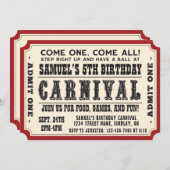 Invitation Billet Carnaval Admettre Un Anniversaire, N'Import (Devant / Derrière)