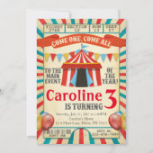 Invitation Billet Carnaval Circus Anniversaire Fête Invitatio (Devant)