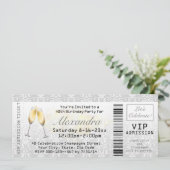 Invitation Billet Champagne Femme 40e Anniversaire (Debout devant)