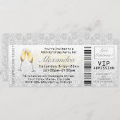 Invitation Billet Champagne Femme 40e Anniversaire (Devant / Derrière)