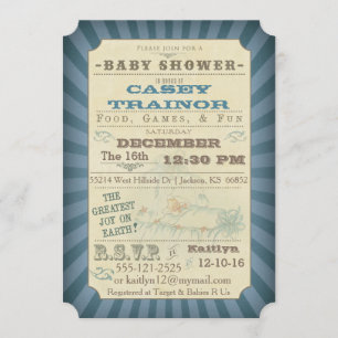 Invitation Billet Cirque vintage bébé garçon douche Invitatio