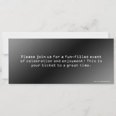 Invitation Billet concert noir et blanc Anniversaire (Dos)