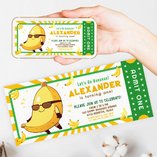 Invitation Billet d’anniversaire Fun Bananas Let’s Go