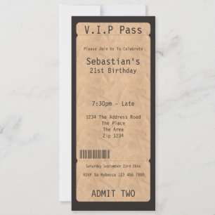 Invitation Billet d'admission à la soirée VIP Pass