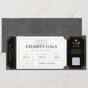 Invitation Billet d'admission au gala de charité élégant en o