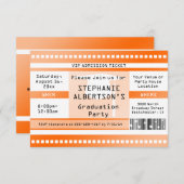 Invitation Billet d'admission Orange Graduation ou Party (Devant / Derrière)