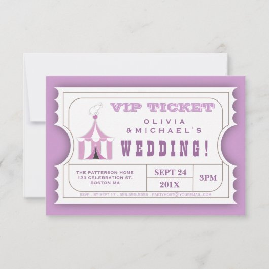 Invitation Billet d'admission personnalisé pour le mariage de (Devant)