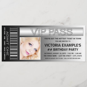 Invitation Billet d'admission VIP Fête d'anniversaire