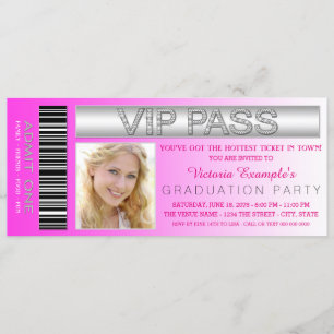 Invitation Billet d'admission VIP rose pour la fête de remise