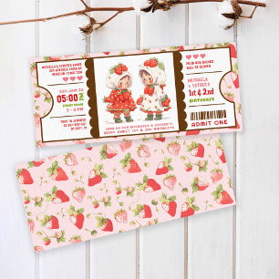 Invitation Billet d'anniversaire à la fraise Berry Sweet
