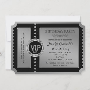 Invitation Billet d'anniversaire Black Silver