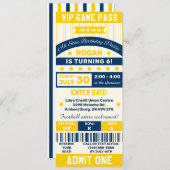 Invitation Billet d'anniversaire Blue & Yellow Sports à thème (Devant / Derrière)