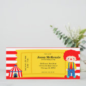 Invitation Billet d'anniversaire cirque (Debout devant)