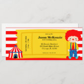 Invitation Billet d'anniversaire cirque (Devant / Derrière)