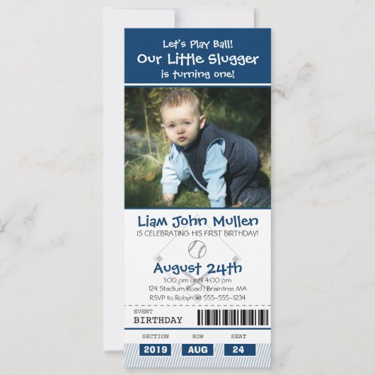 Invitation Billet d'anniversaire de baseball (Devant)