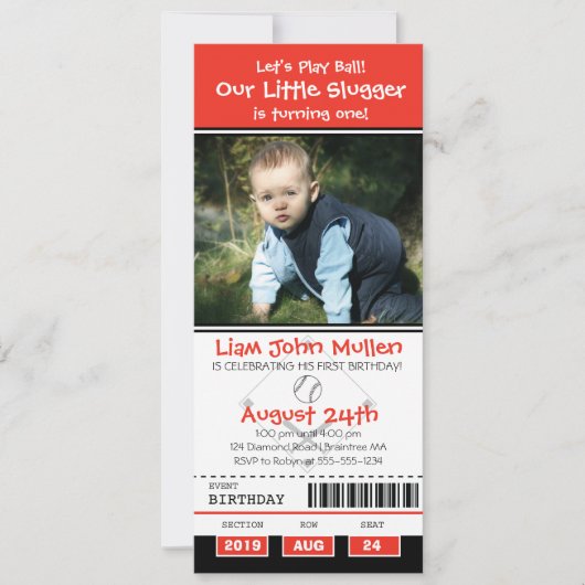 Invitation Billet d'anniversaire de baseball (Devant)