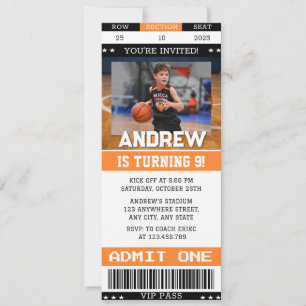 Invitation Billet d'anniversaire de basketball personnalisé a