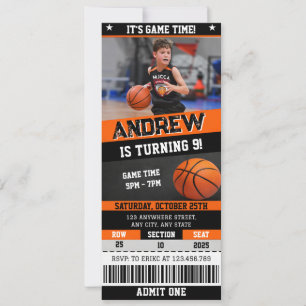 Invitation Billet d'anniversaire de basketball personnalisé a