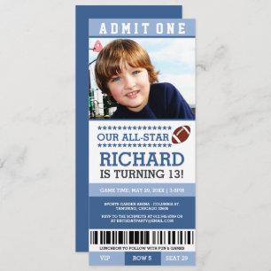 Invitation Billet d'anniversaire de Blue Boy Football Invitat