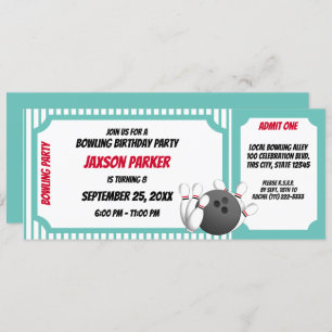 Invitation Billet d'anniversaire de Bowling Party