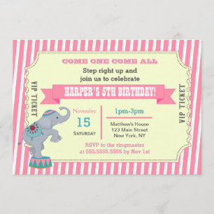 Invitation Billet d'anniversaire de carnaval de Girls Circus