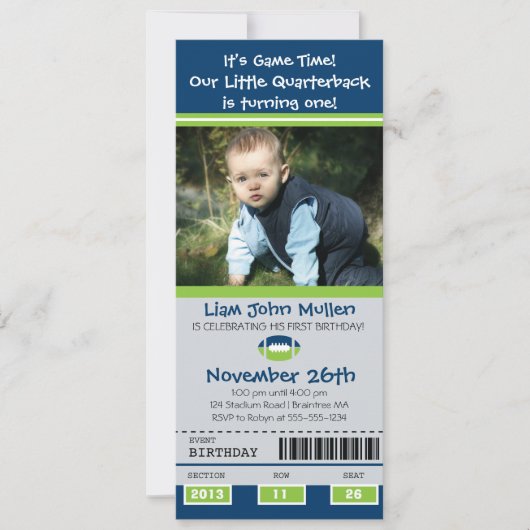 Invitation Billet d'anniversaire de football (Devant)