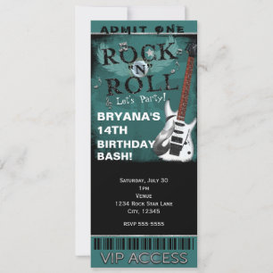 Invitation Billet d'anniversaire de la star du Glam Rock N Ro