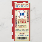 Invitation Billet d'anniversaire de l'événement de baseball (Devant / Derrière)